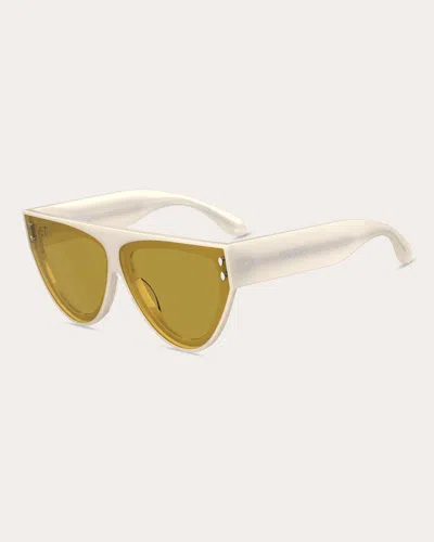 Shop Isabel Marant Women's Ivory Square Flat-top Sunglasses In White