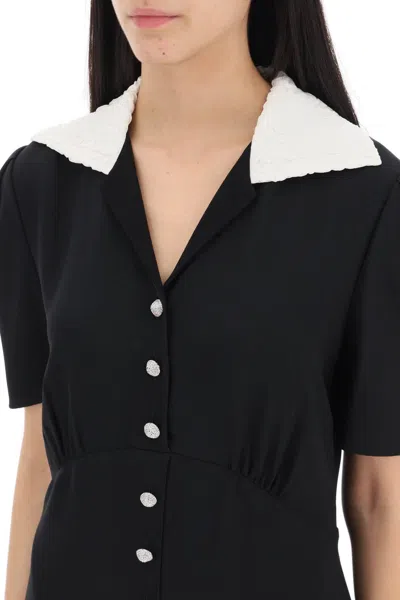 Shop Miu Miu Shirt Dress With Diamanté Buttons In Black