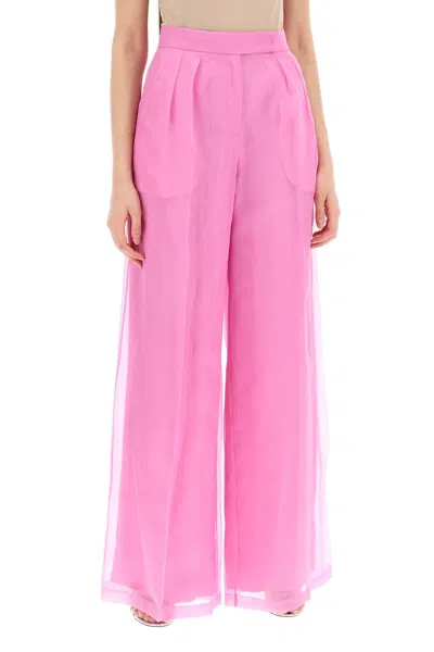 Shop Max Mara Silk Organza Tailored Pants In Nine In Pink