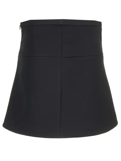 Shop Courrèges Ellipse Mini Skirt In Black Twill