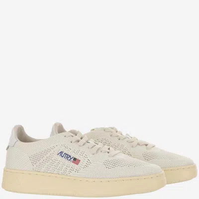 Shop Autry Medalist Easeknit Low Fabric Sneakers In Ivory