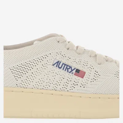 Shop Autry Medalist Easeknit Low Fabric Sneakers In Ivory