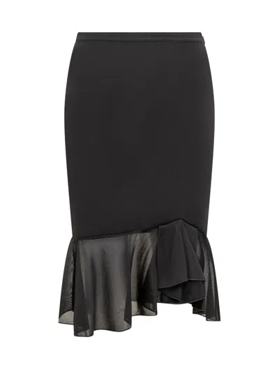 Shop Tom Ford Viscose Skirt With Ruffles In Black