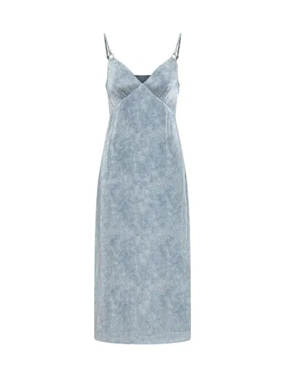 Shop Michael Michael Kors Dress With Petals Decoration In Chambray