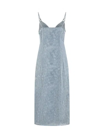 Shop Michael Michael Kors Dress With Petals Decoration In Chambray