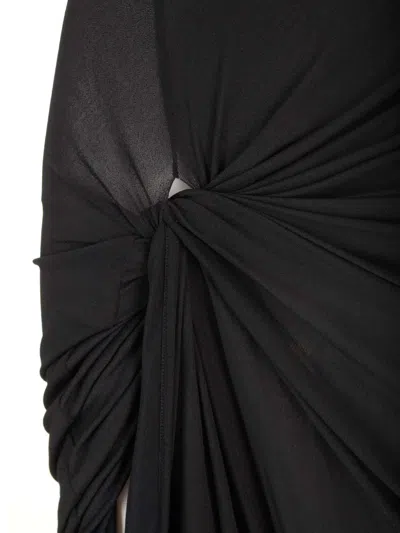 Shop Rick Owens Black Stretch Viscose Midi Skirt