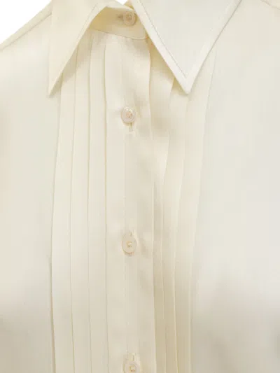 Shop Tom Ford Silk Shirt With Pleated Detail In Off White