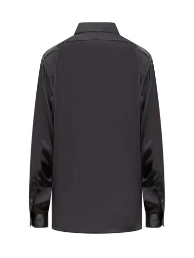 Shop Tom Ford Silk Shirt With Pleated Detail In Black
