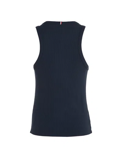 Shop Tommy Hilfiger Navy Blue Top With Mini Logo In Desert Sky