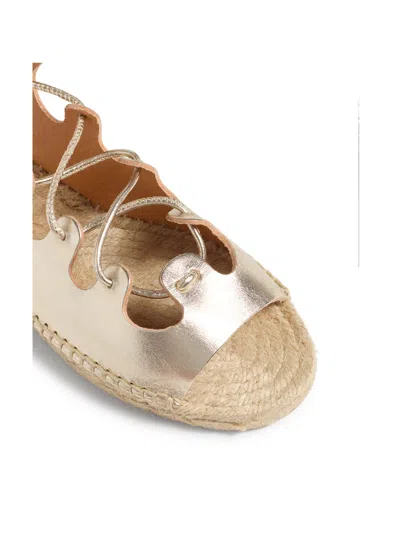 Shop Castaã±er Laminated Leather Sandals With Laces In Platino