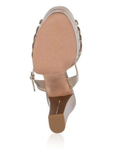 Shop Valentino Love Latch Grommeted Metallic Leather Platform Sandals In Gold