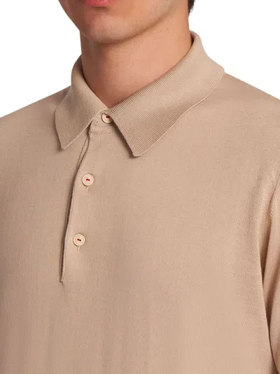 Shop Kiton Jersey Poloshirt Cotton In Natural Beige