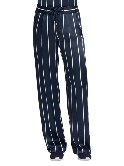 Shop Kiton Trousers Silk In Blue