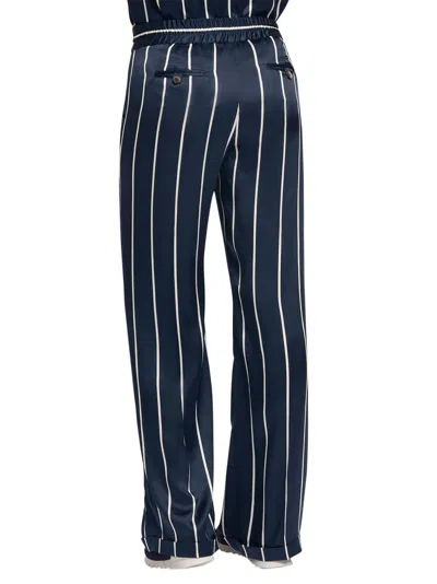 Shop Kiton Trousers Silk In Blue