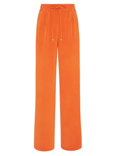 Shop Kiton Trousers Silk In Orange