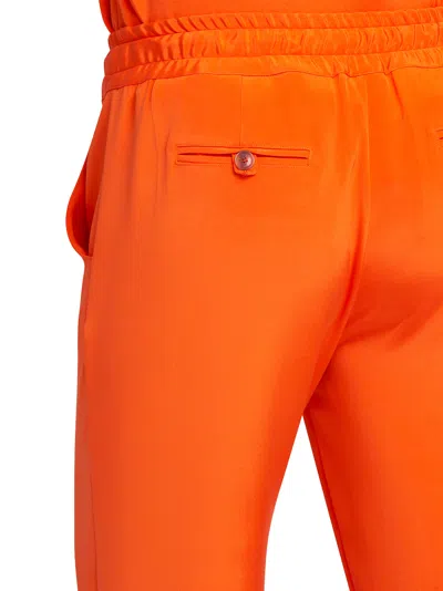 Shop Kiton Trousers Silk In Orange