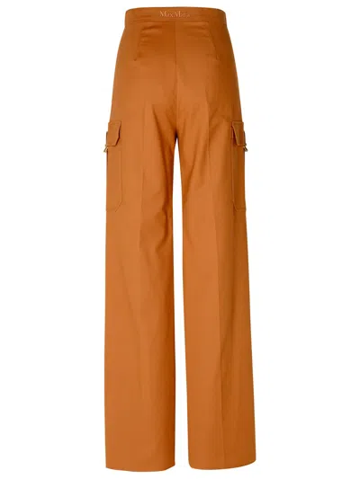 Shop Max Mara Edda Cotton Blend Leather Cargo Pants In Brown