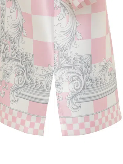 Shop Versace Shirt With Baroque And Medusa Motif In Pastel Pink-bianco-silver