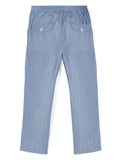 Shop Eleventy Pantaloni Sartoriali Gessati In Blue