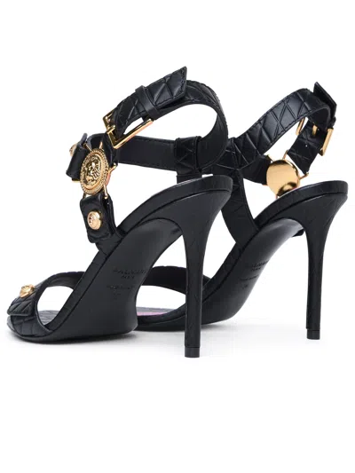 Balmain Eva 95 Leather Sandals In Black