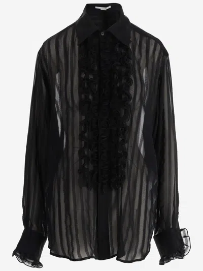 Shop Stella Mccartney Silk And Viscose Blend Sheer Shirt In Black