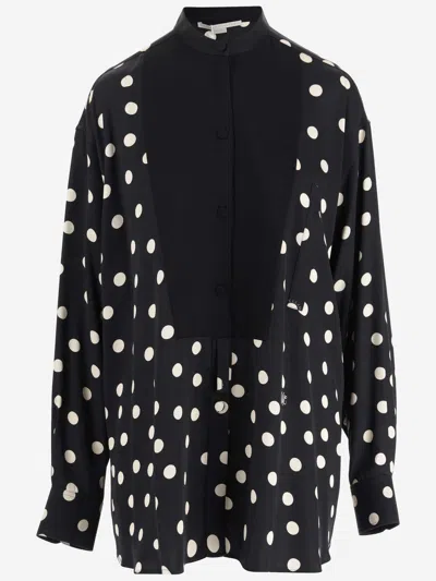 Shop Stella Mccartney Viscose Shirt With Polka Dot Pattern In Black