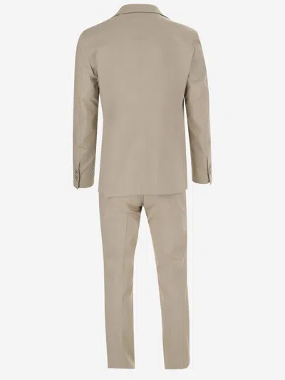 Shop Tagliatore Stretch Cotton Suit In Beige