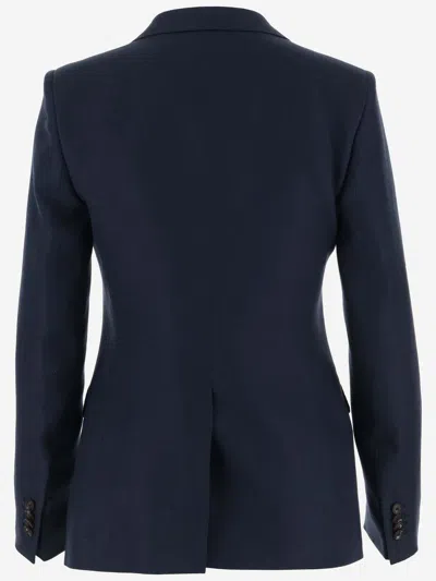 Shop Tagliatore Single-breasted Linen Jacket In Blue