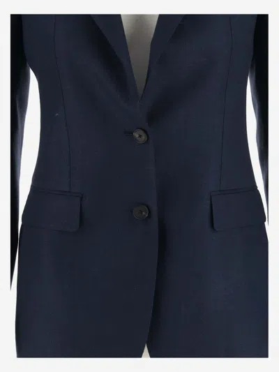 Shop Tagliatore Single-breasted Linen Jacket In Blue