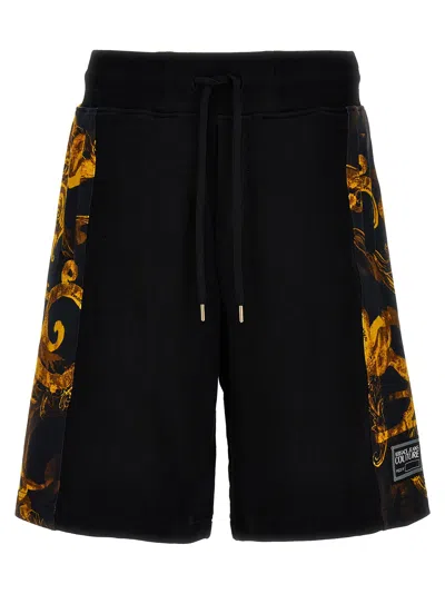 Shop Versace Jeans Couture Contrast Band Bermuda Shorts In Black/gold