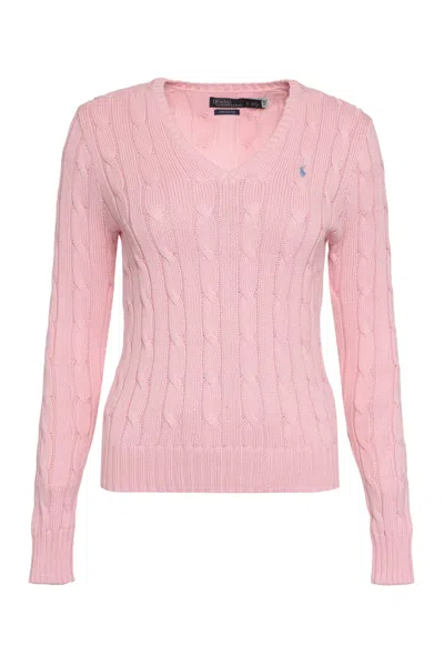 Shop Polo Ralph Lauren Cable Knit Sweater In Pink