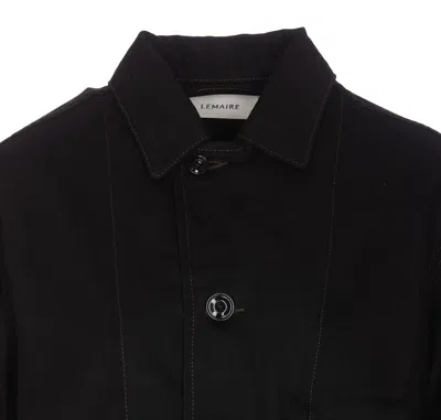 Shop Lemaire Boxy Button-up Shirt Jacket In Nero