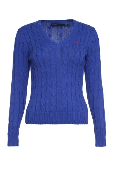 Shop Polo Ralph Lauren Cable Knit Sweater In Blue