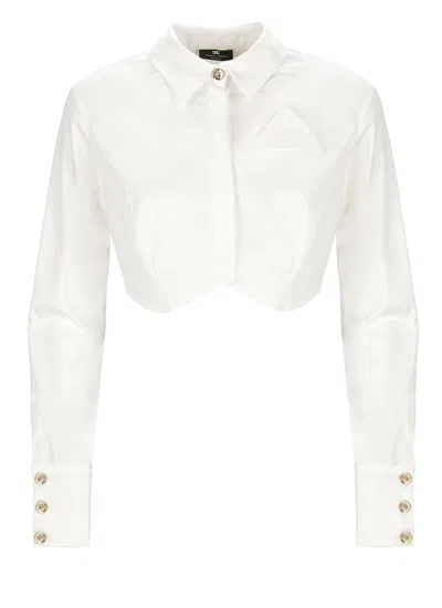 Shop Elisabetta Franchi Cotton Shirt In Bianco