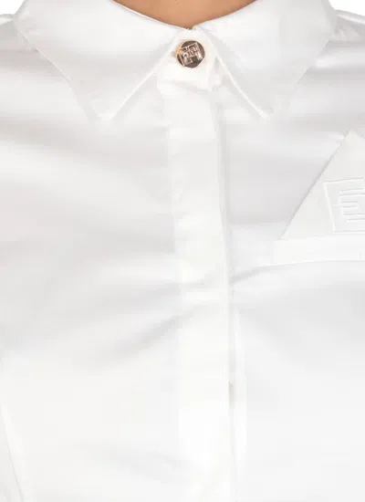 Shop Elisabetta Franchi Cotton Shirt In Bianco