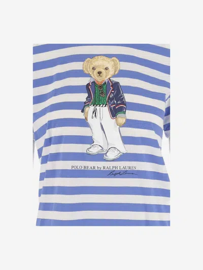 Shop Polo Ralph Lauren Polo Bear Striped Cotton T-shirt In Multicolor