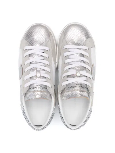 Philippe Model Paris Panelled Leather Sneakers In White