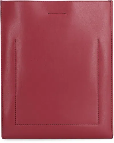 Shop Calvin Klein Leather Crossbody Bag In Burgundy