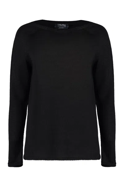 Shop 's Max Mara Giolino Crew-neck Linen Sweater In Black
