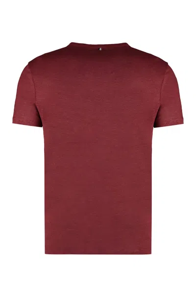 Shop Hugo Boss Linen Crew-neck T-shirt In Red