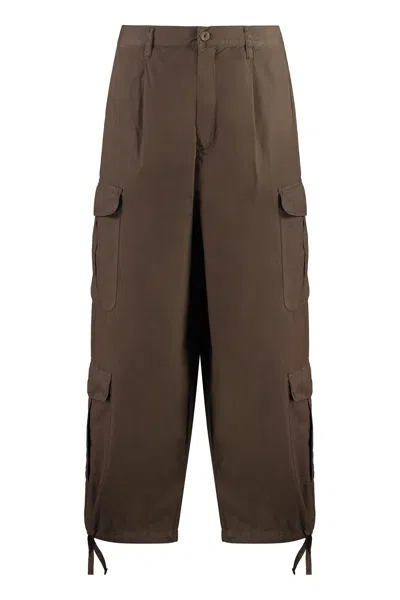 Shop Emporio Armani Cotton Cargo-trousers In Brown