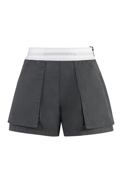 Shop Alexander Wang Rave Cotton Cargo-shorts In Grey