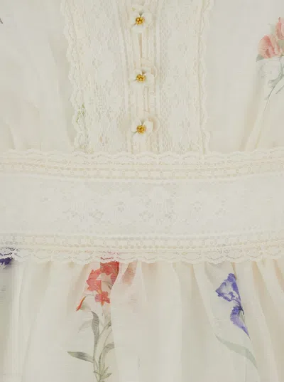 Shop Zimmermann White Baloon Mini Dress In Linen And Silk Woman