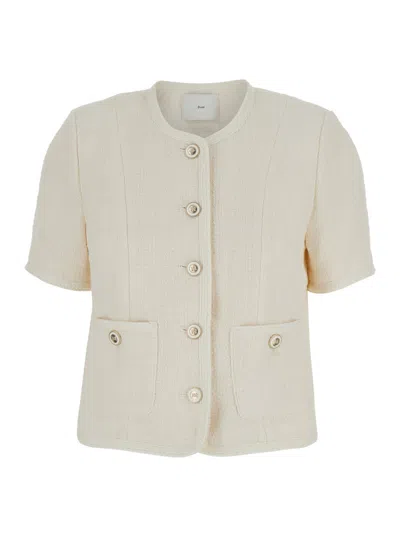 Shop Dunst Summer Tweed Jacket In White