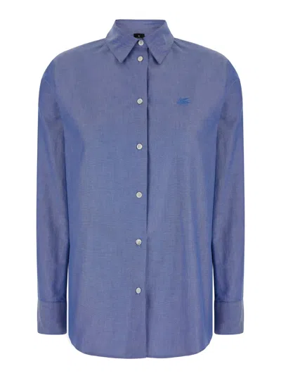 Shop Etro Oxford Shirt In Blu