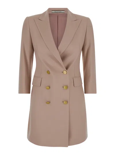 Shop Tagliatore Beige Blazer Dress With Buttons In Wool Blend Stretch Woman