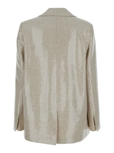 Shop Federica Tosi Beige Blazer With Sequins In Cotton Blend Woman