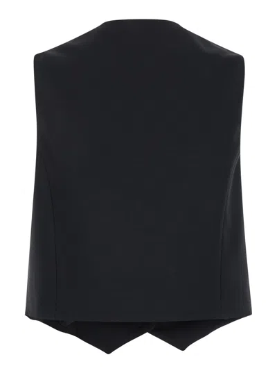 Shop Federica Tosi Black Vest With Buttons In Wool Blend Stretch Woman