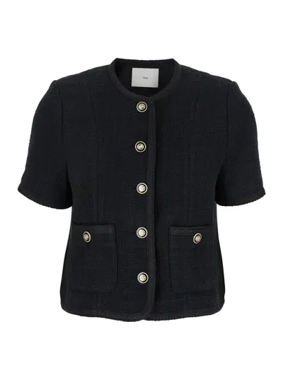 Shop Dunst Summer Tweed Jacket In Black