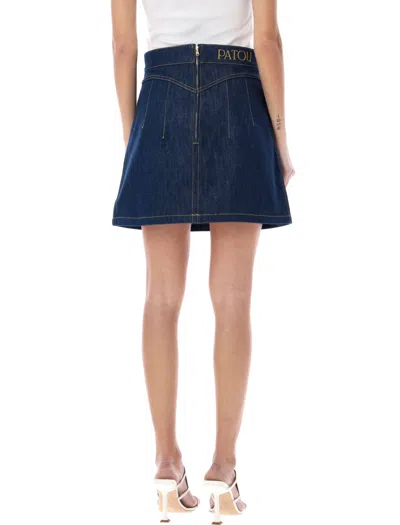 Shop Patou Denim Mini Skirt In Rodeo Blue